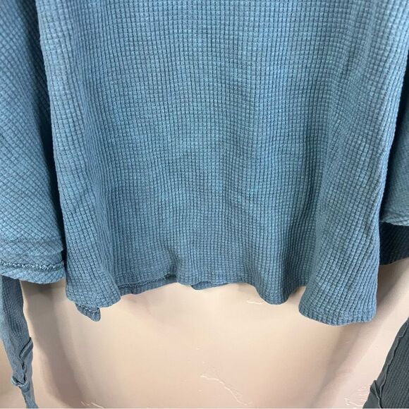 Free People We the Free Microphone Drop Casual Thermal Top Size Small Blue Green - Picture 6 of 8